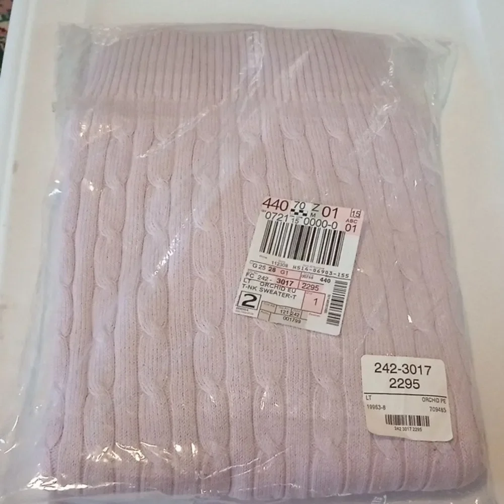 St John's Bay classic cable sweater nwt medium light purple (Rox176)